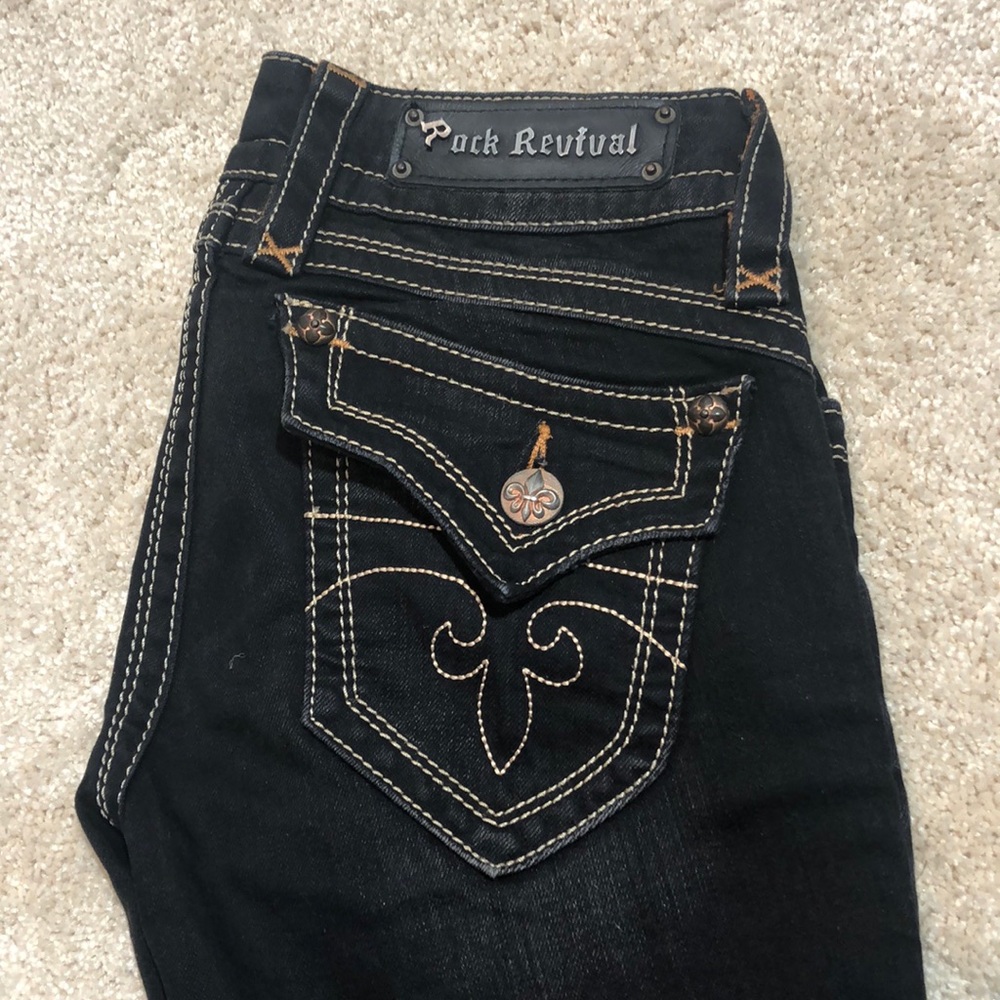 Rock Revival Gwen Boot Black Wash Jean Size 28